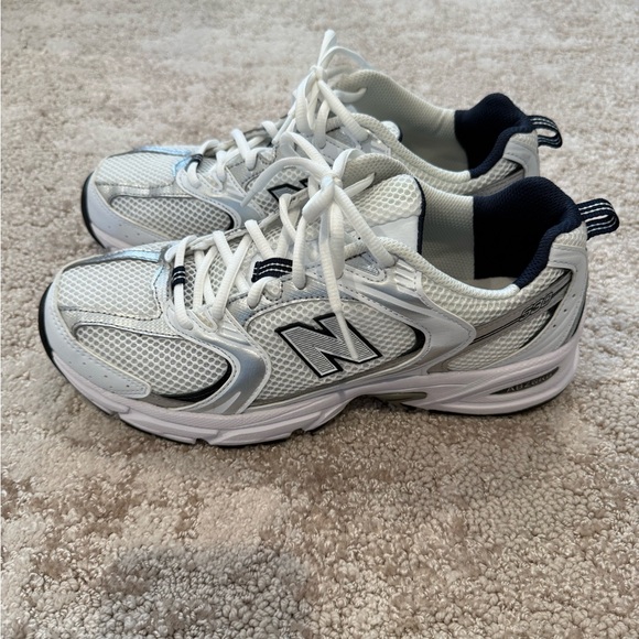 New Balance Navy and White Athletic Shoes - Picture 1 of 4